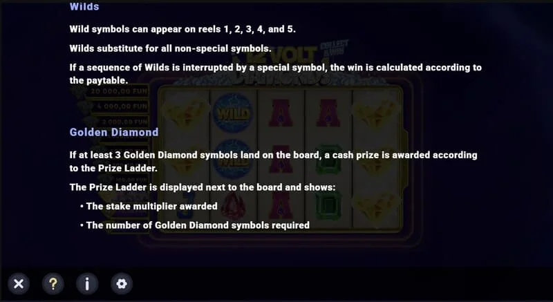 12 Volt Diamonds – sada Wild a placených symbolů na mřížce